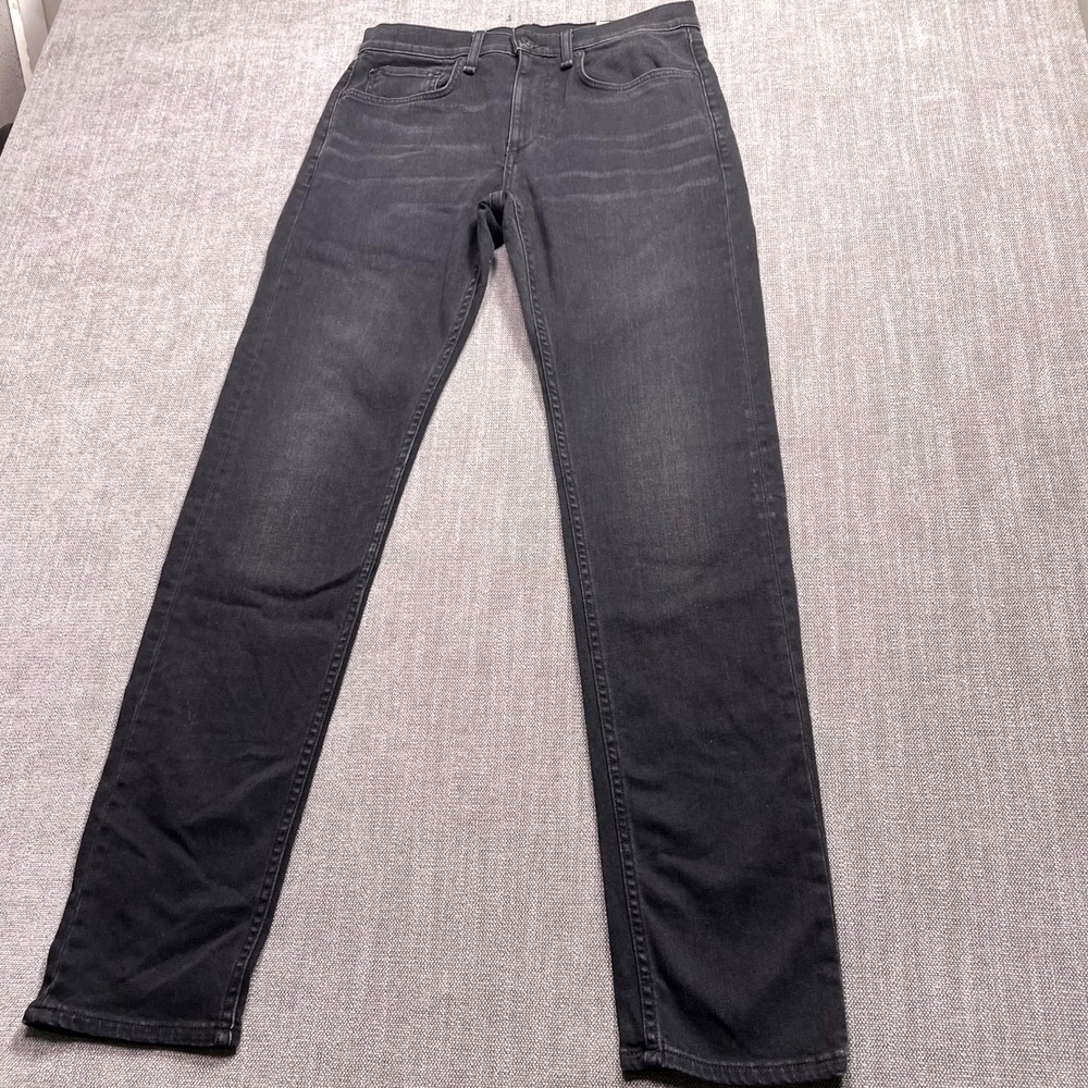 Rag & Bone Fit 2 Slim Jeans Mens 30 Black Whiskering Denim Rockwell M1223K302ROC